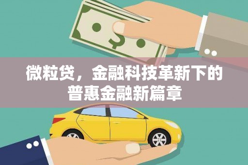 措勤微粒贷，金融科技革新下的普惠金融新篇章